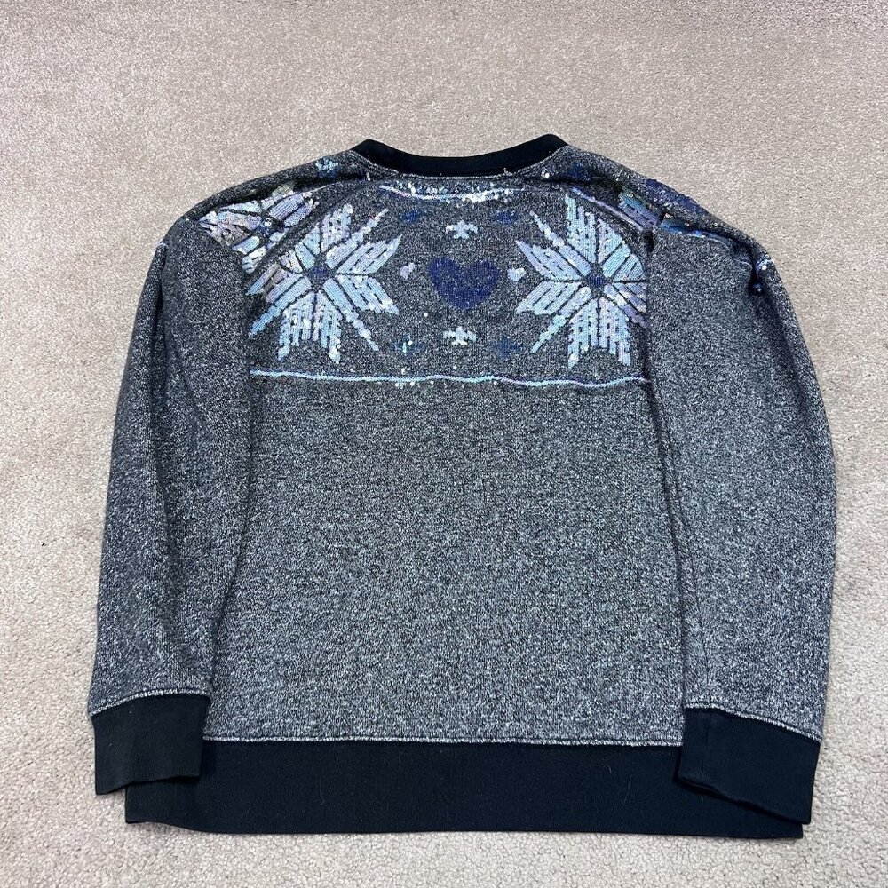 Victoria’s Secret PINK Sweatshirt Sequin Women’s Gray Long Sleeve Pullover XS - Picture 9 of 10